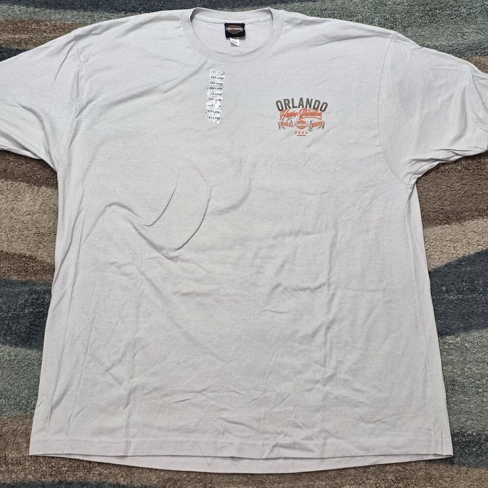 Harley-Davidson Orlando Bike Week 2023 T-Shirt Men’s 3XL XXXL Gray Skull Graphic